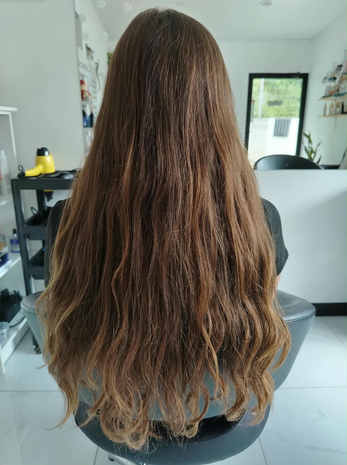 Cabello castaño antes del baño de color